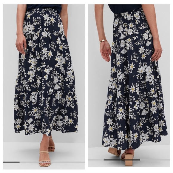 Banana Republic Tiered Floral Maxi Skirt